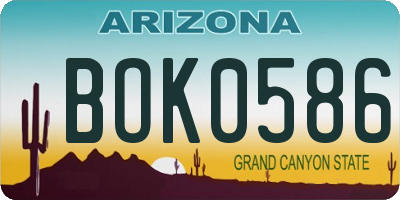 AZ license plate BOK0586