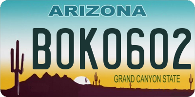 AZ license plate BOK0602