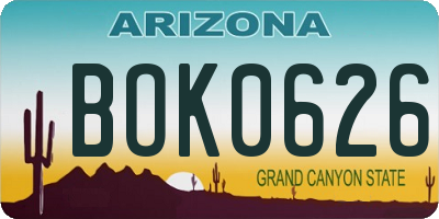 AZ license plate BOK0626