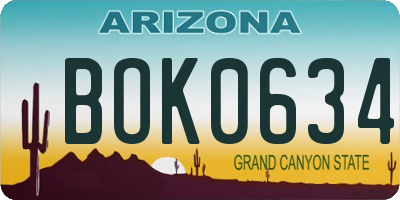 AZ license plate BOK0634