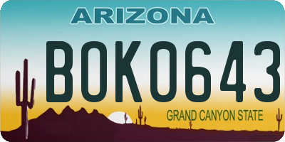 AZ license plate BOK0643