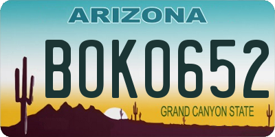 AZ license plate BOK0652