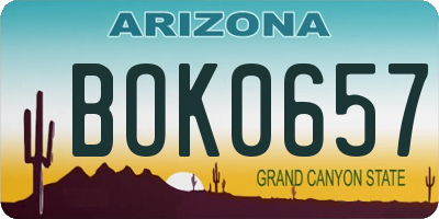 AZ license plate BOK0657