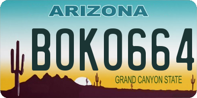 AZ license plate BOK0664
