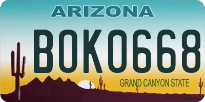 AZ license plate BOK0668