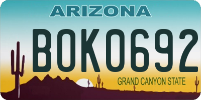 AZ license plate BOK0692