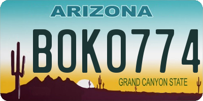 AZ license plate BOK0774