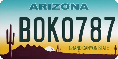AZ license plate BOK0787