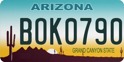 AZ license plate BOK0790
