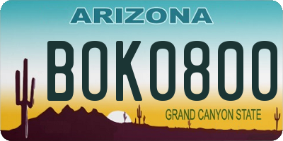AZ license plate BOK0800