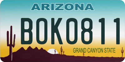 AZ license plate BOK0811