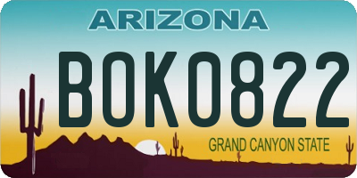AZ license plate BOK0822