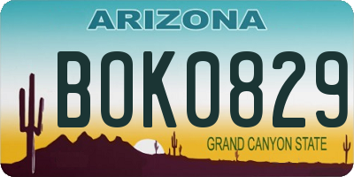 AZ license plate BOK0829