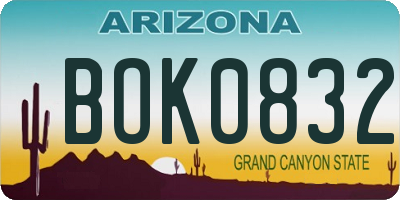 AZ license plate BOK0832