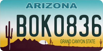 AZ license plate BOK0836