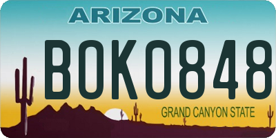 AZ license plate BOK0848