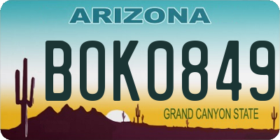 AZ license plate BOK0849