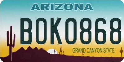 AZ license plate BOK0868