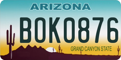 AZ license plate BOK0876
