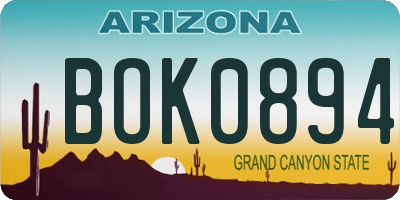 AZ license plate BOK0894