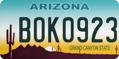 AZ license plate BOK0923