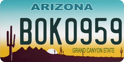 AZ license plate BOK0959