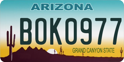 AZ license plate BOK0977