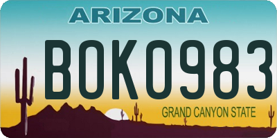 AZ license plate BOK0983