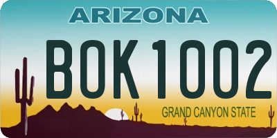 AZ license plate BOK1002