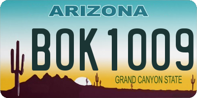 AZ license plate BOK1009