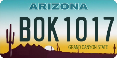 AZ license plate BOK1017