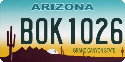 AZ license plate BOK1026