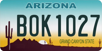AZ license plate BOK1027