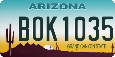 AZ license plate BOK1035