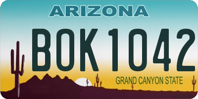 AZ license plate BOK1042