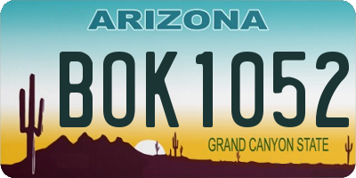 AZ license plate BOK1052