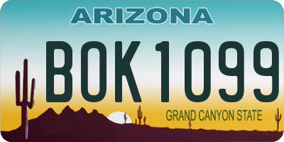 AZ license plate BOK1099