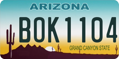 AZ license plate BOK1104