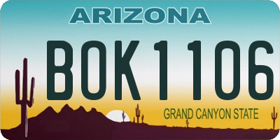 AZ license plate BOK1106
