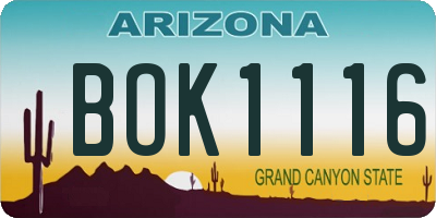 AZ license plate BOK1116