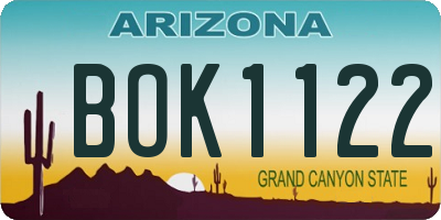 AZ license plate BOK1122