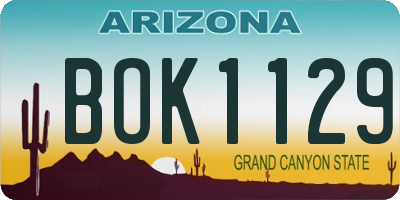 AZ license plate BOK1129