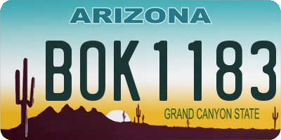 AZ license plate BOK1183