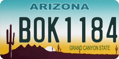 AZ license plate BOK1184