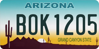 AZ license plate BOK1205
