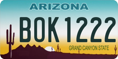 AZ license plate BOK1222