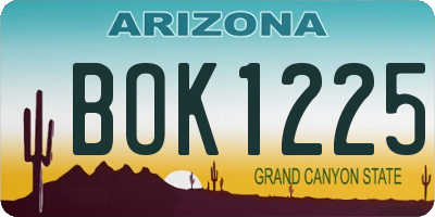 AZ license plate BOK1225