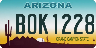 AZ license plate BOK1228