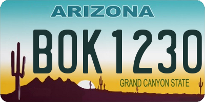 AZ license plate BOK1230