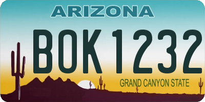 AZ license plate BOK1232